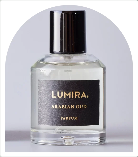 Perfume product on grey background