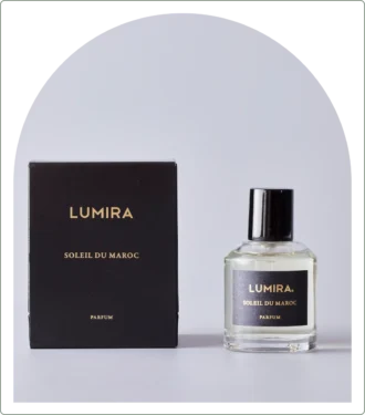 Perfume product on grey background
