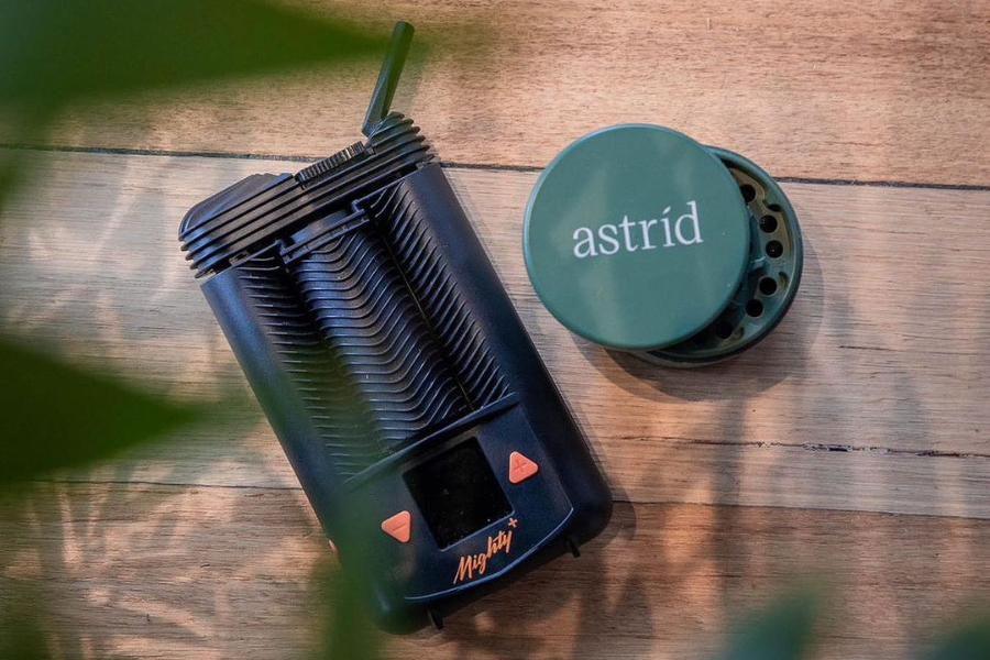 An image of a medicinal cannabis vaporiser and grinder at Astrid Dispensary